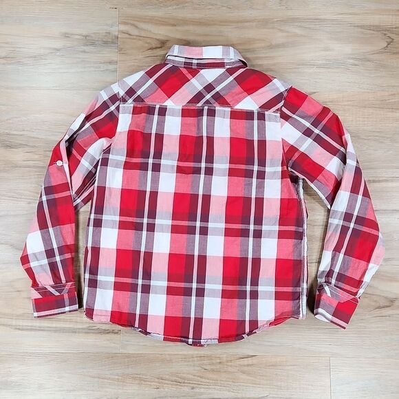🧡Epic Threads Red & White Plaid Buttoned Shirt Medium - Picture 2 of 10